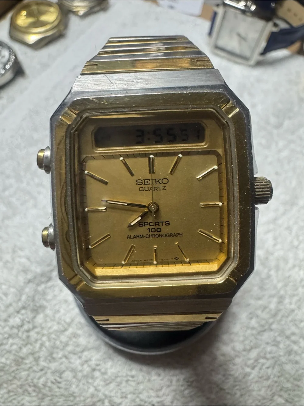Seiko Gold Two-Tone Digital-Analog Sports 100 Watch